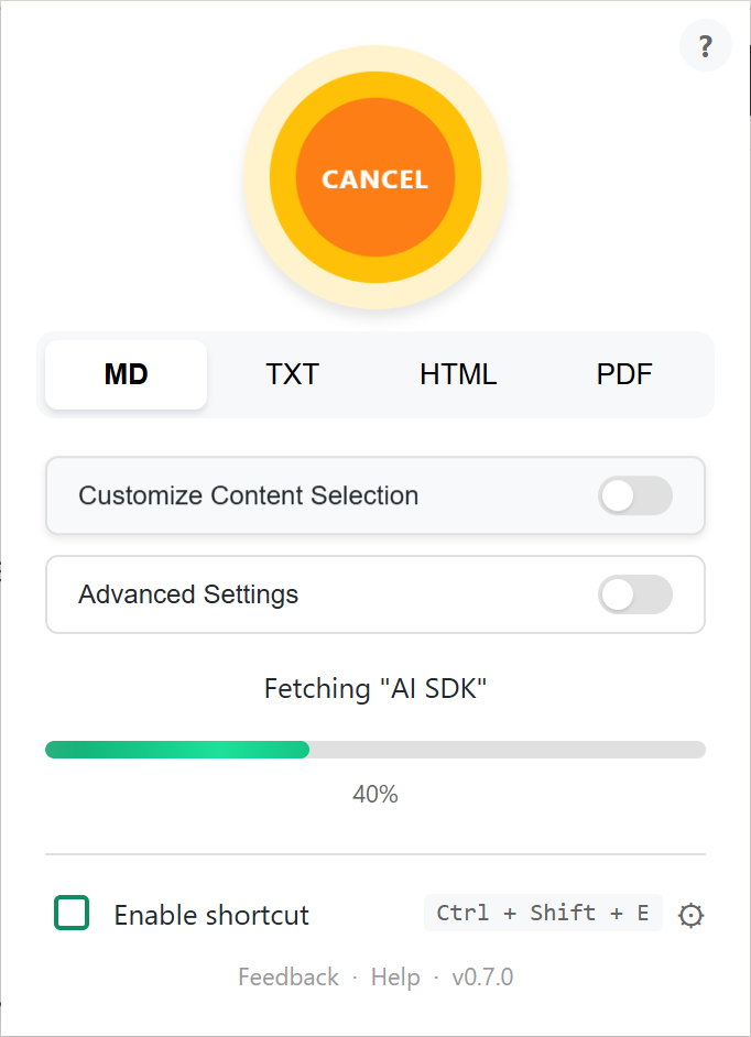 docXporter exporting pages with progress bar
